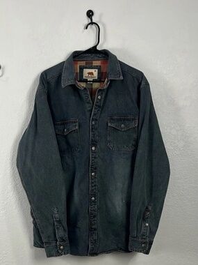 Dakota Grizzly Men’s Denim Button-Up Jacket Plaid Lining Cotton Sz XL